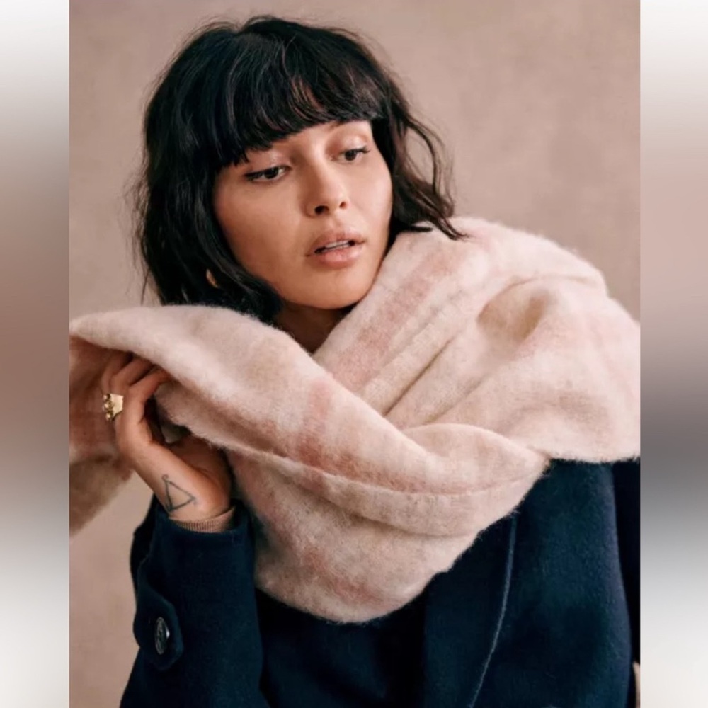 Sezane Louise Scarf Rose Beige NWT